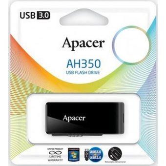  USB-флешка 16G USB 3.0 Apacer AH350 Black (AP16GAH350B-1) 