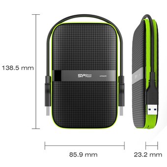  Внешний HDD 4TB Silicon Power Armor A60 (SP040TBPHDA60S3K), 2.5", USB 3.1, Черный 