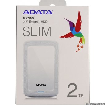  Внешний HDD 2TB A-DATA HV300 (AHV300-2TU31-CWH), 2,5", USB 3.1, белый 