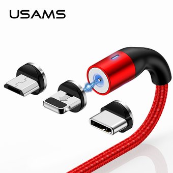  УЦ Дата-кабель USAMS US-SJ336 U29 Aluminum Magnetic lightning 2м (красный) (ПУ) 