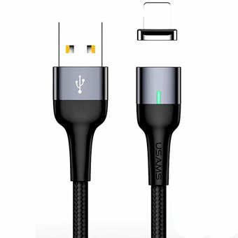  УЦ Дата-кабель USAMS US-SJ326 U28 Aluminum Magnetic lightning 1м (серый) (ПУ) 