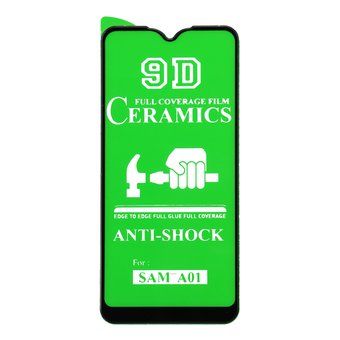  Защитное гибридное стекло Ceramic для Samsung A01/A015F чёрный тех.пак. н/с 