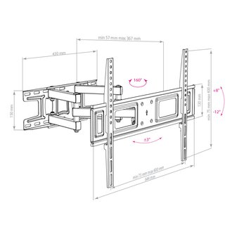 Кронштейн для телевизора Arm Media LCD-418 черный 32"-65" до35кг поворотно-выдвижной и наклонный 