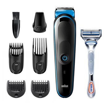  Триммер Braun MGK3242 + Бритва Gillette + 1 кас черный/голубой 