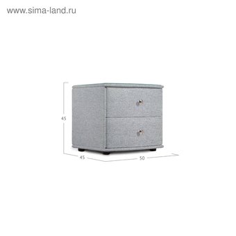  Тумба «Люнетта», 2 ящика, 500 × 450 × 450 мм, стекло, рогожка, цвет серый (6117202) 