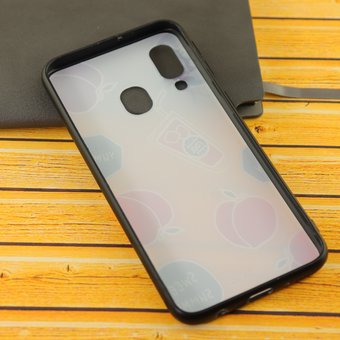  УЦ Накладка силиконовая с поп сокетом для Samsung Galaxy A40 с рисунком "Сок", молочный (ПУ) 