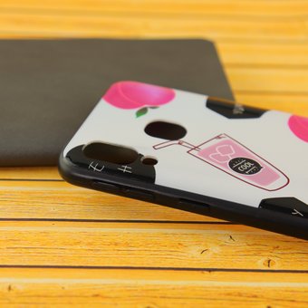  УЦ Накладка силиконовая с поп сокетом для Samsung Galaxy A40 с рисунком "Сок", молочный (ПУ) 
