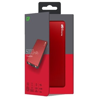  Аккумулятор внешний GP Portable PowerBank MP05 Li-Pol 5000mAh 2.1A+2.1A красный 2xUSB 