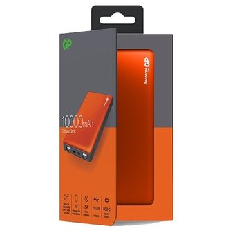  Аккумулятор внешний GP Portable PowerBank MP10 Li-Pol 10000mAh 2.4A+2.4A+3A оранжевый 2xUSB 