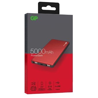 Аккумулятор внешний GP Portable PowerBank MP05 Li-Pol 5000mAh 2.1A+2.1A красный 2xUSB 