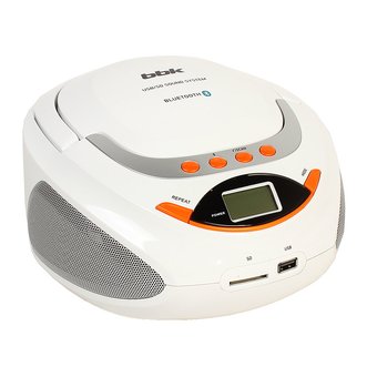  Аудиомагнитола BBK BS09BT белый/оранжевый 