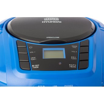  Аудиомагнитола Hyundai H-PCD340 черный/синий 