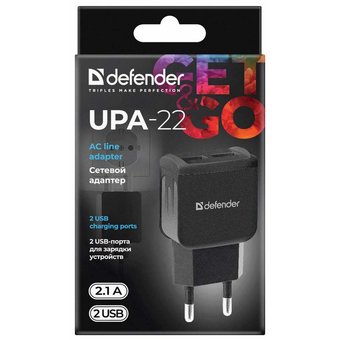  СЗУ Defender UPA-22 5V/2.1A 2XUSB 83579 