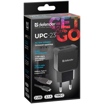  СЗУ Defender UPC-23 5V/2.1A 2XUSB 83583 