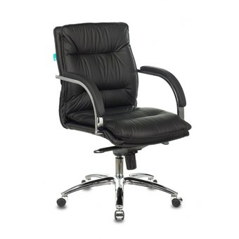  Кресло руководителя Бюрократ T-9927SL-LOW/Black низкая спинка черный кожа крестовина хром 