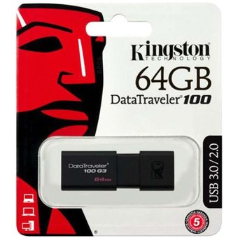  USB-флешка Kingston 64Gb DataTraveler 100 G3 DT100G3/64GB USB3.0 черный 
