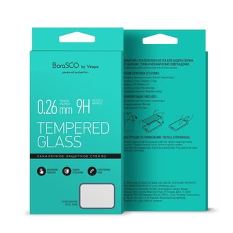  УЦ Защитное стекло BoraSco Full Cover+Full Glue для Samsung Galaxy J2 Core/J260F, Золотая рамка (ПУ) 