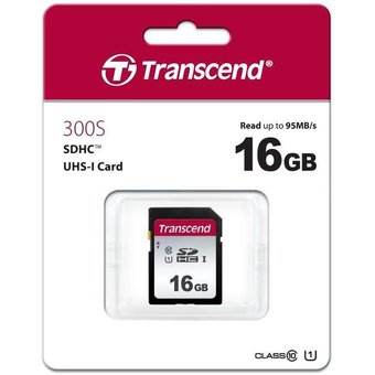  Карта памяти Transcend TS16GSDC300S SDHC 300S, 16GB UHS-I Class U1 