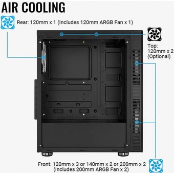  Корпус Aerocool Python-G-BK-v1 черный (PYTHON-G-BK-V1) без БП ATX 1x120mm 2x200mm 2xUSB2.0 1xUSB3.0 audio bott PSU 