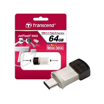  Flash Drive 64GB OTG USB 3.1 gen.1 & USB Type-C Transcend JetFlash 890 TS64GJF890S 