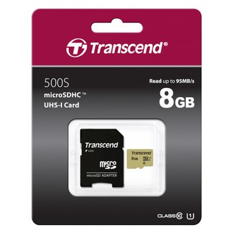  Карта памяти Transcend TS8GUSD500S 8GB UHS-I U1 microSD with Adapter 