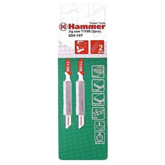  Пилка для лобзика Hammer Flex 204-107 JG WD-PL T119B мягк.дерпл, 80мм, шаг 2мм, HCS, 2шт. 