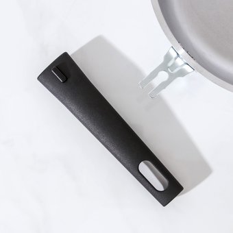  Сковорода, d=22 см, съёмная ручка, стеклянная крышка, цвет хромированный (875649) 
