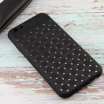  УЦ Накладка силикон AF iphone6 плетен.+стразы чёрный (ПУ) 