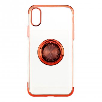  УЦ Чехол силиконовый с кольцом для iPhone X/XS красный (ПУ) 