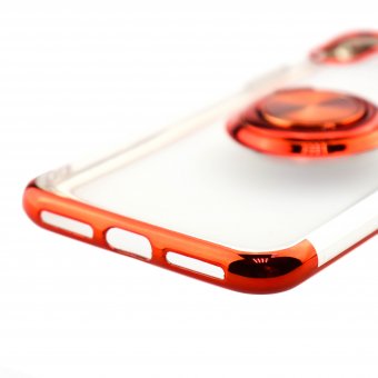  УЦ Чехол силиконовый с кольцом для iPhone X/XS красный (ПУ) 