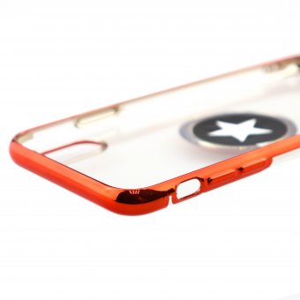  УЦ Чехол силиконовый с кольцом для iPhone X/XS красный (ПУ) 