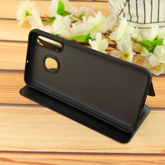 УЦ Чехол-книга Clear View /крышка-зеркало,силикон/ для Samsung A20/A30 (2019) черный (ПУ) 