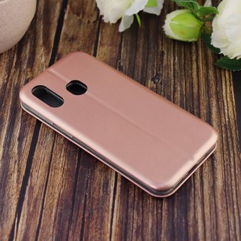  УЦ Чехол-книга для Samsung A40 (2019)/отдел под пластик.карту,силикон/ золото (ПУ) 