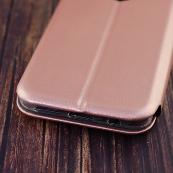  УЦ Чехол-книга для Samsung A40 (2019)/отдел под пластик.карту,силикон/ золото (ПУ) 