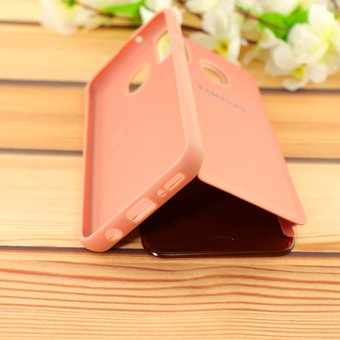  УЦ Чехол-книга Clear View /крышка-зеркало,силикон/ для Samsung A40 (2019) розовое-золото (ПУ) 