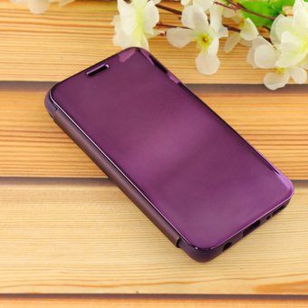  УЦ Чехол-книга Clear View /крышка-зеркало,силикон/ для Samsung A40 (2019) фиолетовый (ПУ) 