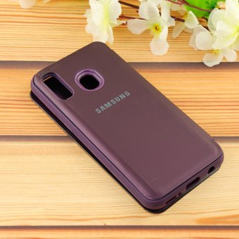  УЦ Чехол-книга Clear View /крышка-зеркало,силикон/ для Samsung A40 (2019) фиолетовый (ПУ) 
