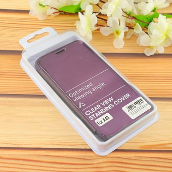  УЦ Чехол-книга Clear View /крышка-зеркало,силикон/ для Samsung A40 (2019) фиолетовый (ПУ) 