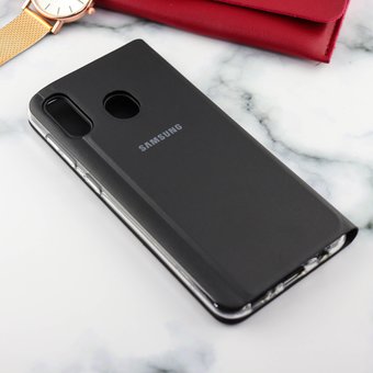  УЦ Чехол-книжка Wallet Cover для Samsung A20/A30 (чёрный) (ПУ) 