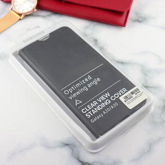  УЦ Чехол-книжка Wallet Cover для Samsung A20/A30 (чёрный) (ПУ) 