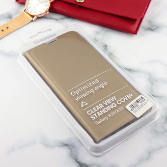  УЦ Чехол-книжка Wallet Cover для Samsung A20/A30 (золото) (ПУ) 