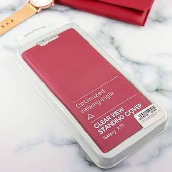  УЦ Чехол-книжка Wallet Cover для Samsung A70 (красный) (ПУ) 