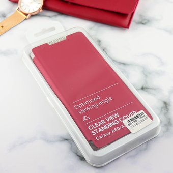  УЦ Чехол-книжка Wallet Cover для Samsung A80/A90 (красный) (ПУ) 