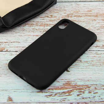  УЦ Накладка силиконовая матовая для Iphone XR чёрный (ПУ) 