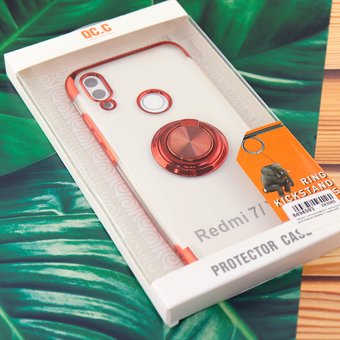  УЦ Чехол силиконовый с кольцом для Xiaomi Redmi 7 красный (ПУ) 