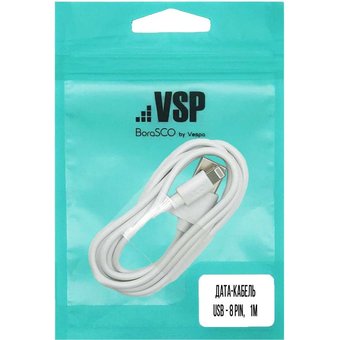  Дата-кабель BoraSCO (VSP) lightning 2А 1м (белый) 