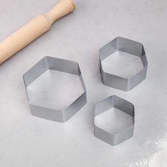  Набор форм для выпечки и выкладки "Шестиугольник", 11х11х5 см, 3 шт (3300573) 