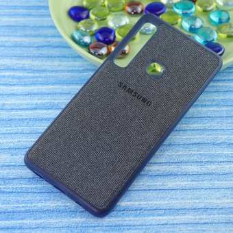 УЦ Чехол-накладка Original /силикон.джинс,иск.кожа/ для Samsung A9 2018 темно-синий (ПУ) 