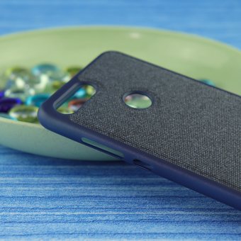  УЦ Чехол-накладка Original /силикон.джинс,иск.кожа/ для Xiaomi Mi-8 LiTE (2018) темно-синий (ПУ) 