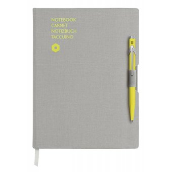  Записная книжка Carandache Office (8491.401) серый A5 192стр. в линейку в компл.:ручка шариковая 849 желтый 